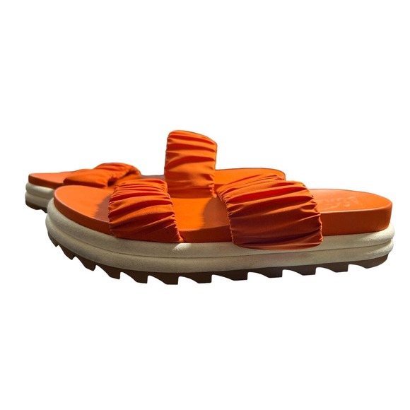 Sorel Women's Ruched Orange Strap Slide Sandals Roaming Two Strap‎ Size 10 - Picture 1 of 7